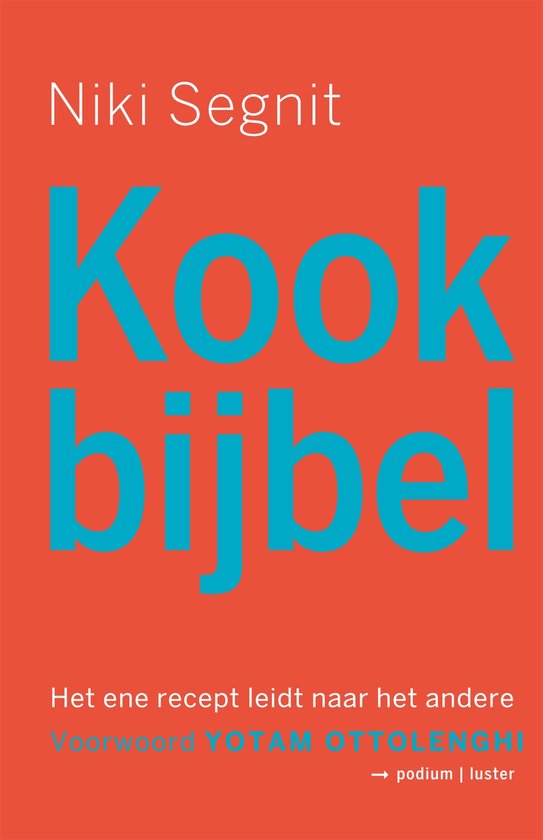 Kookbijbel van Niki Segnit, met de tekst 'Het ene recept leidt naar het andere' en 'VABRIEK YOTAM OTTOLENGHI'.