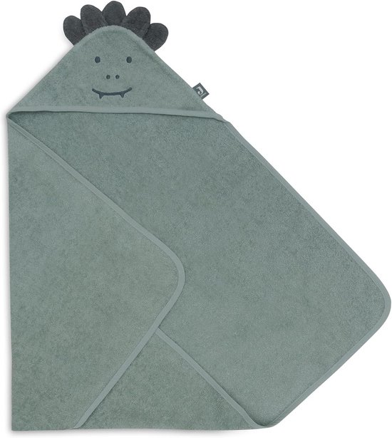 Badcape met Capuchon en Oortjes - Zachte Frotté Handdoek voor Baby - 75x75 cm - Groen Croco Thema — afbeelding 2