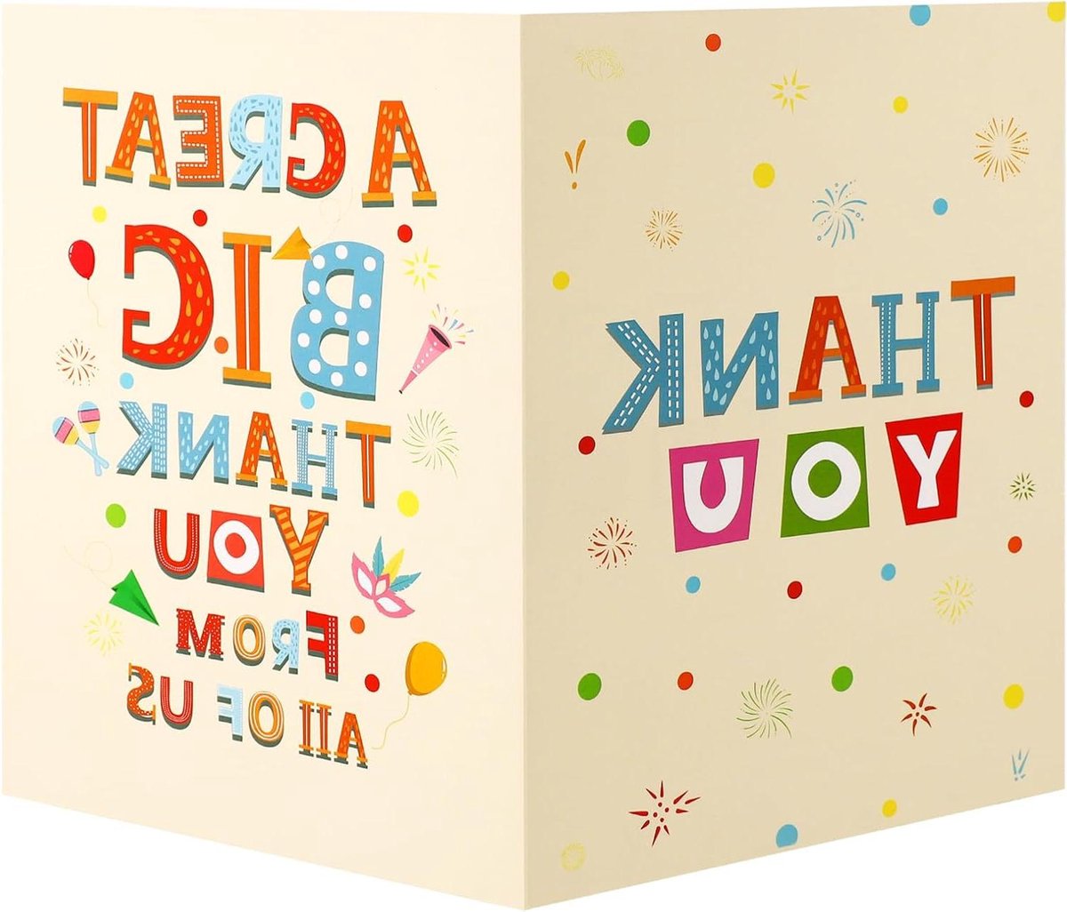 Bedankkaart Afscheidsgroet met Envelop - Groot Formaat - Pensioencadeau - Collega Leraar - Lichtgeel - 40x27cm