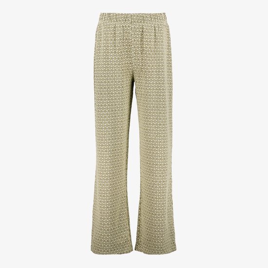 Pantalon TwoDay femme jambe large avec imprimé vert beige - Taille XL