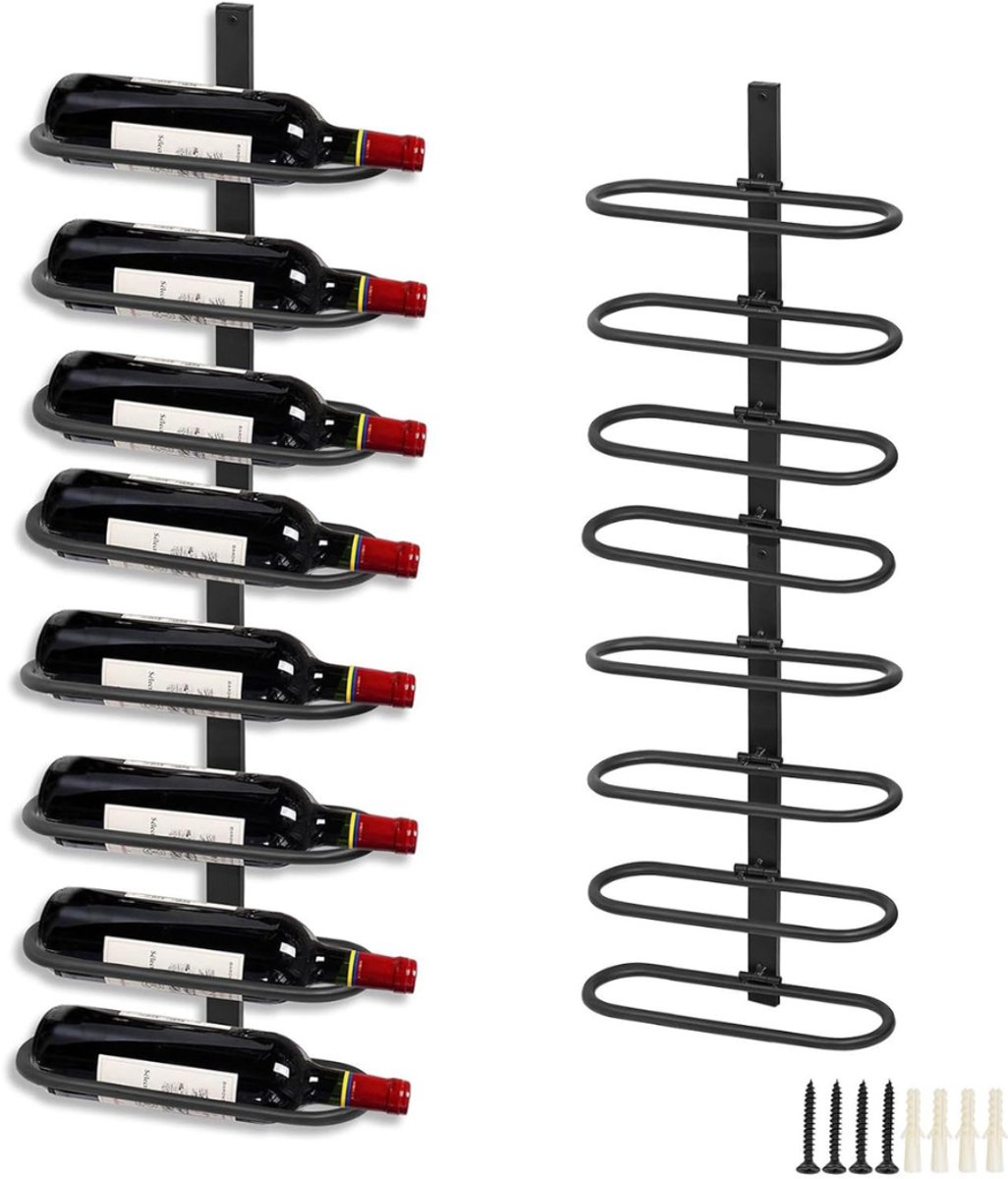 MMP®Wijnrek Muur - Wijnrek - Hangend - Wijnhouder voor 8 Flessen - Hangrek - 10x26x41cm - Zwart