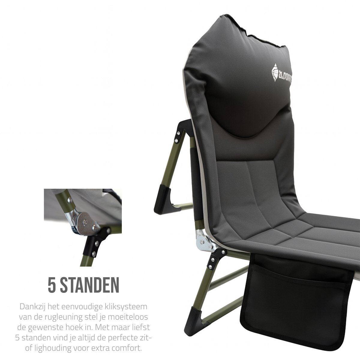 Eurocatch Karperstretcher Bedchair - 8-Poot Verstelbaar Campingbed met 5-Standen