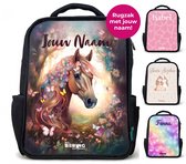 NoBoringSuitcases.com® - Rugzak zwart met eigen naam - Schooltas meisjes - Kinder rugtas meisje gepersonaliseerd - Boekentas kind - Kinderrugzak voor school - Schoolrugzak