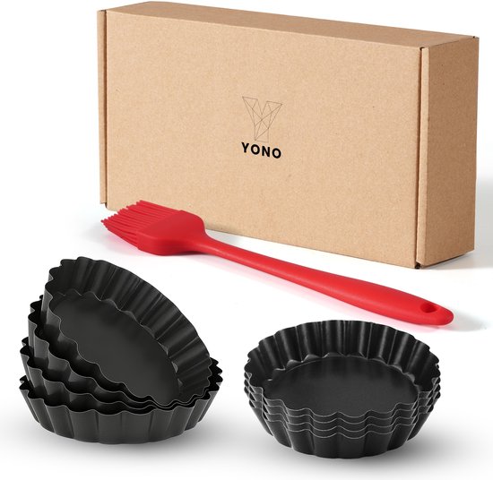 Moules à tartelettes YONO - Mini moules à tartelettes 8 cm - Moules à tartelettes - Moules à quiches à fond amovible - Lot de 8