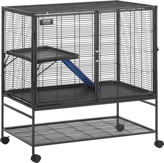 VEVOR kooi voor kleine dieren 2-laags frettenkooi met ladehelling 92x58x100cm