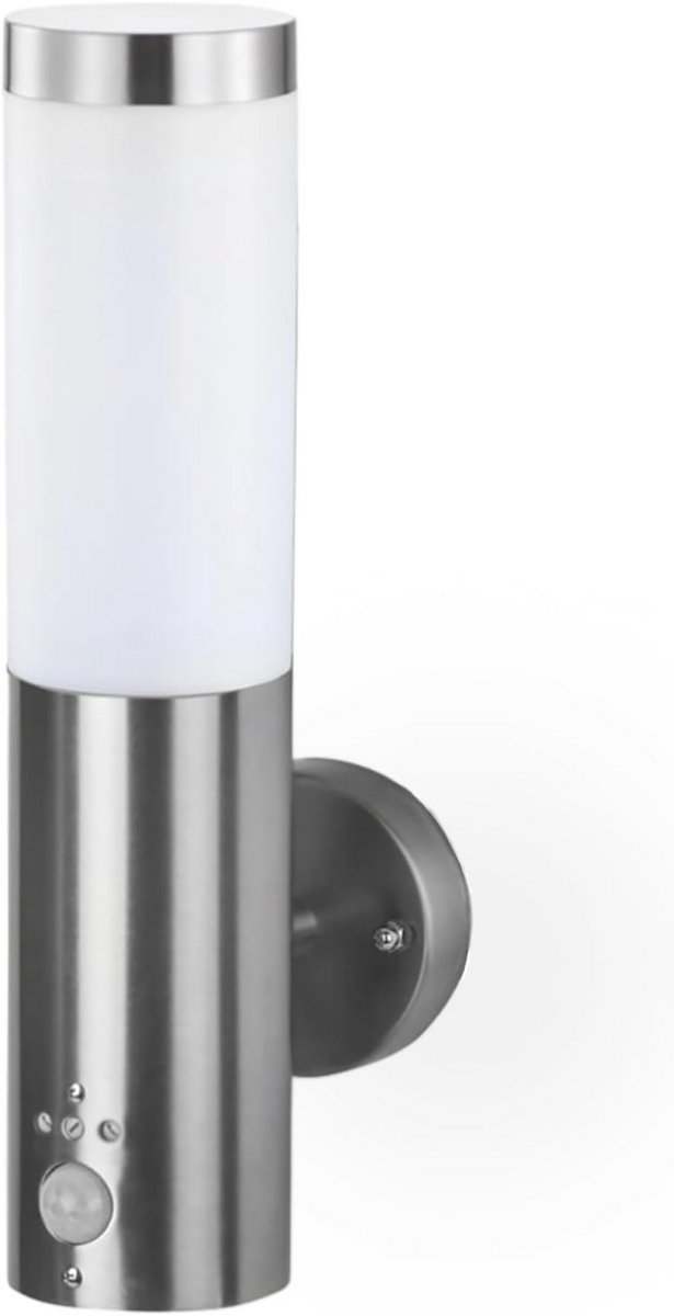 Roestvrijstalen wandlamp met bewegingsmelder en E27-fitting - IP44 buitenlamp voor binnen en buiten