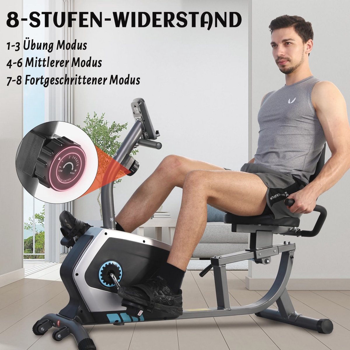 Ergometer Hometrainer met Magneetremsysteem en 8 - afbeelding 2