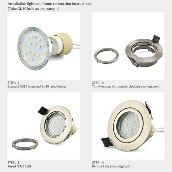 Draaibaar GU10 inbouwspot frame set van 6 stuks - Ultra plat LED