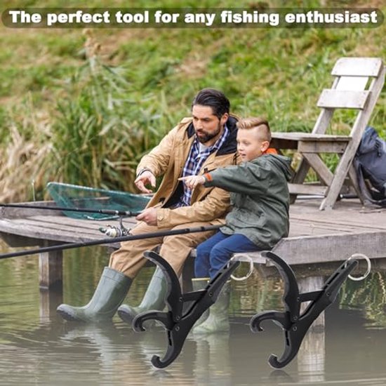 Dailygoody - Fish Lip Gripper - Visgreep Tool - Multifunctionele Vis Grip Clamp - Zwart - Voor Beginners en Professionals - 2 Stuks van Merkloos — afbeelding 2