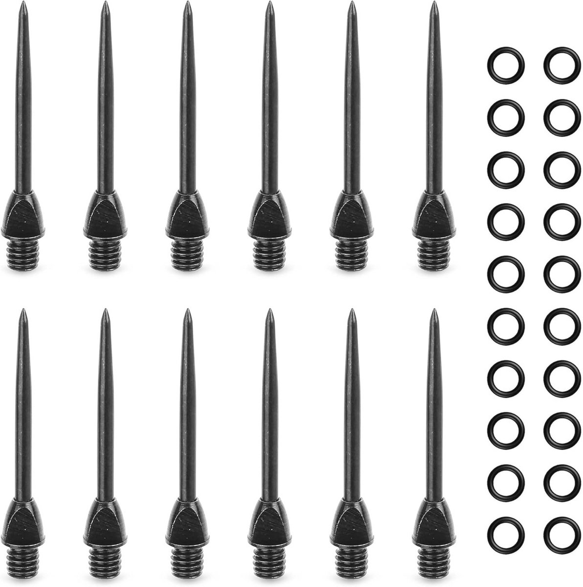 12 Stuks 2BA Stalen Dartpijlen Punten met 20 Stuks Rubberen Ringen en Converter Gereedschap