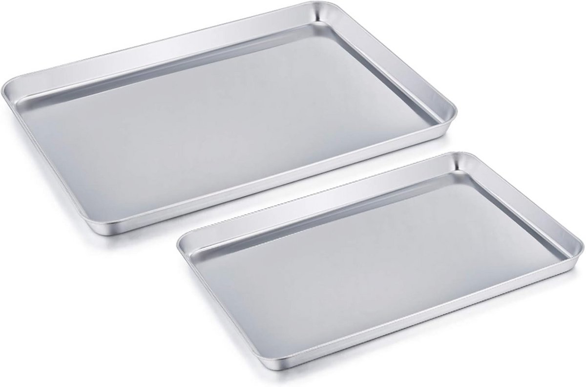 Set van 2 Rvs Bakplaten Rechthoekige Bakvorm voor Gezond Koken en Bakken