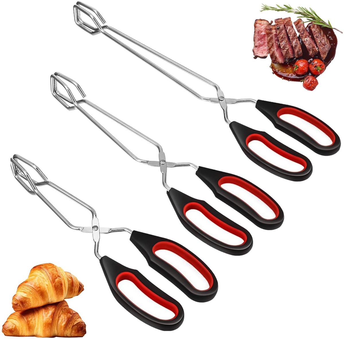 Unyqoos® Drie-in-één RVS Keukenschaar en Tangenset voor Barbecue en Grill