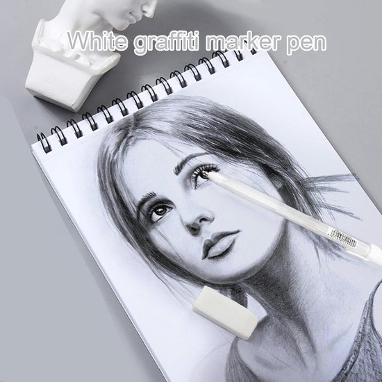 Witte Kleurstift voor Kunst - Gelstiften met Fijne Punt en Kleurmarkering voor Creativiteit