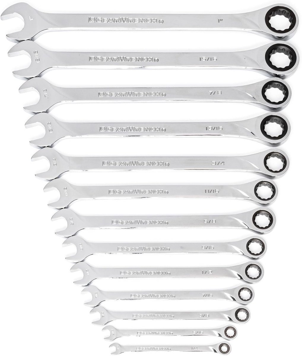XL Ratcheting Combinatie moersleutel Set 13 St., 12 Punt - Ideaal voor Professioneel en Hobbygebruik