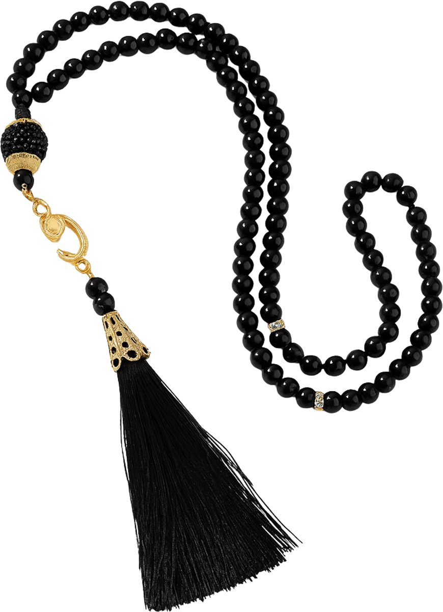 Baraka Treasures Luxe Tasbih - Tasbih - 99 Kralen - Parels - Islamitische Gebedskralen - Misbaha - Subha - Handgemaakte Kwaliteit - Voor Dhikr & Cadeau - Zwart