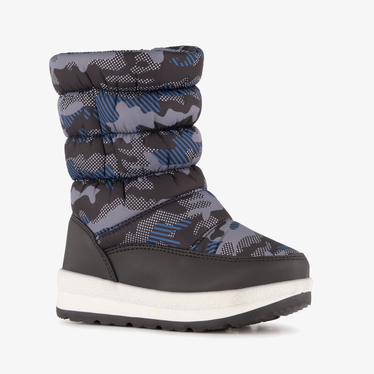 Gevoerde kinder snowboots zwart blauw - Maat 25 - Uitneembare zool - Moonboots