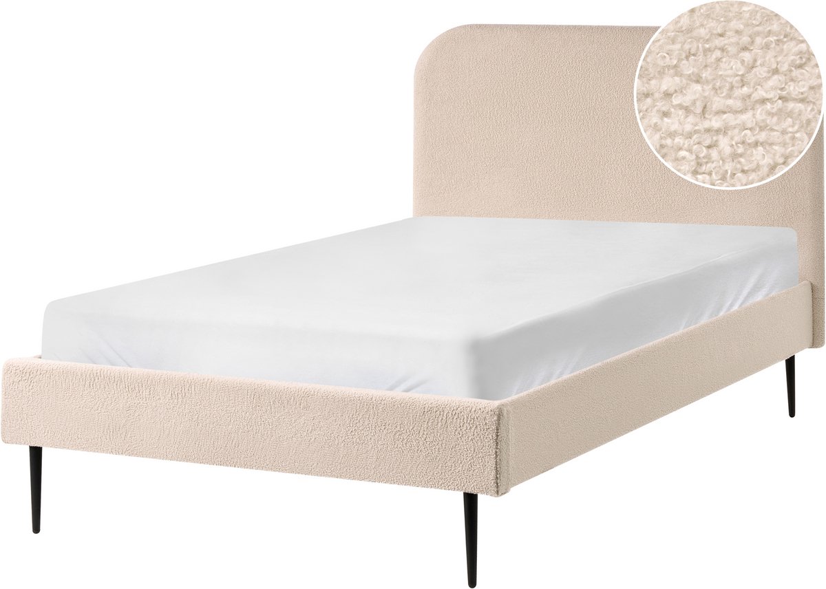 FLAYAT - Eenpersoonsbed - Beige - 120 x 200 cm - Bouclé