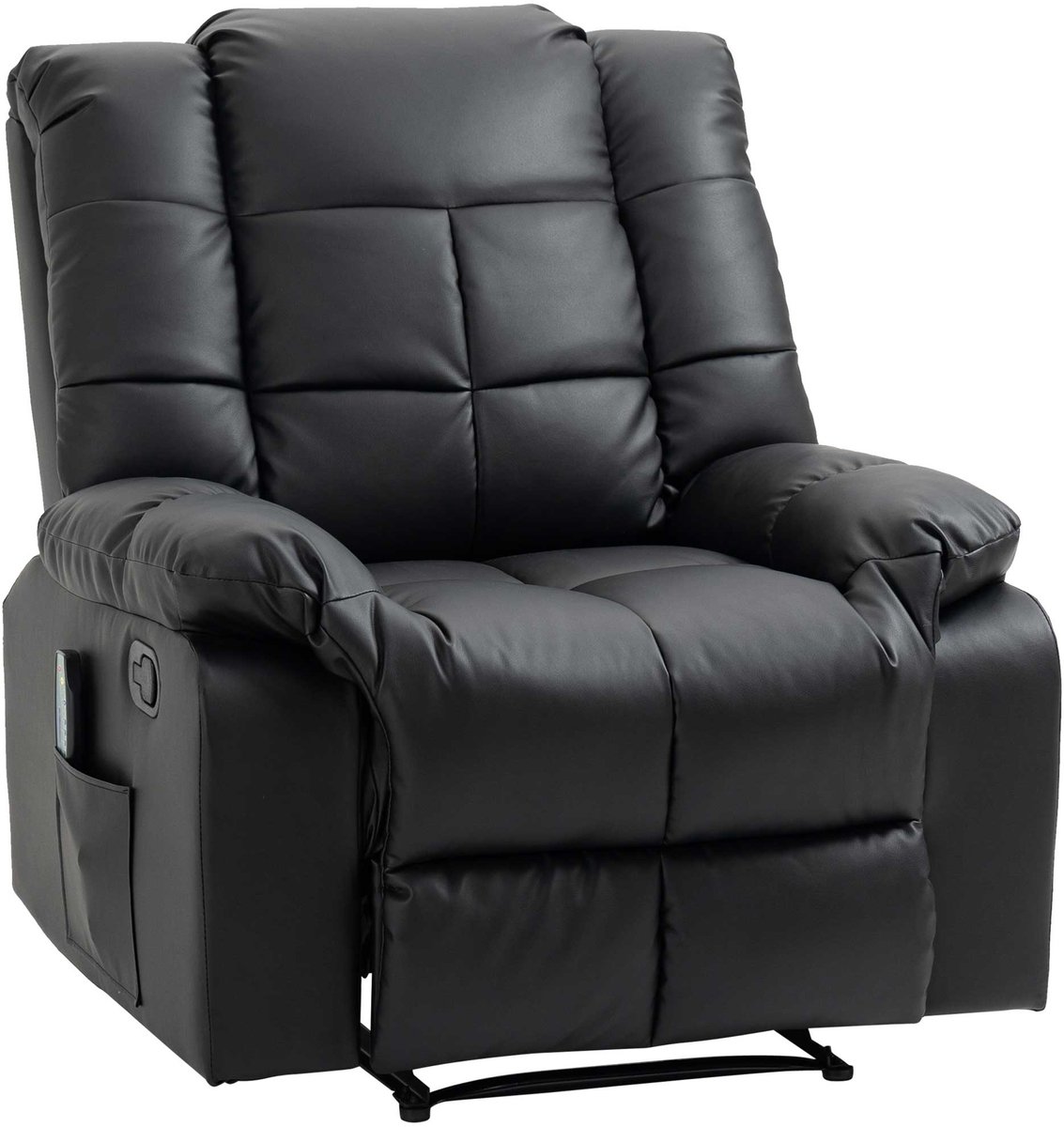 Merax Elektrische Massagestoel - Luxe Relaxfauteuil Met 8 Massagepunten - Kunstleer - Verstelbare Rugleuning Tot 165 Graden - Met Afstandsbediening - Zwart - 94×99×99 cm
