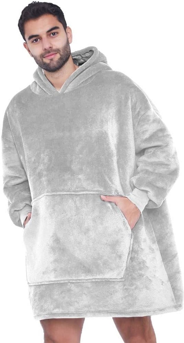 Oversized Hoodie Deken - Super Zacht en Comfortabel - Unisex One Size - Lichtgrijs