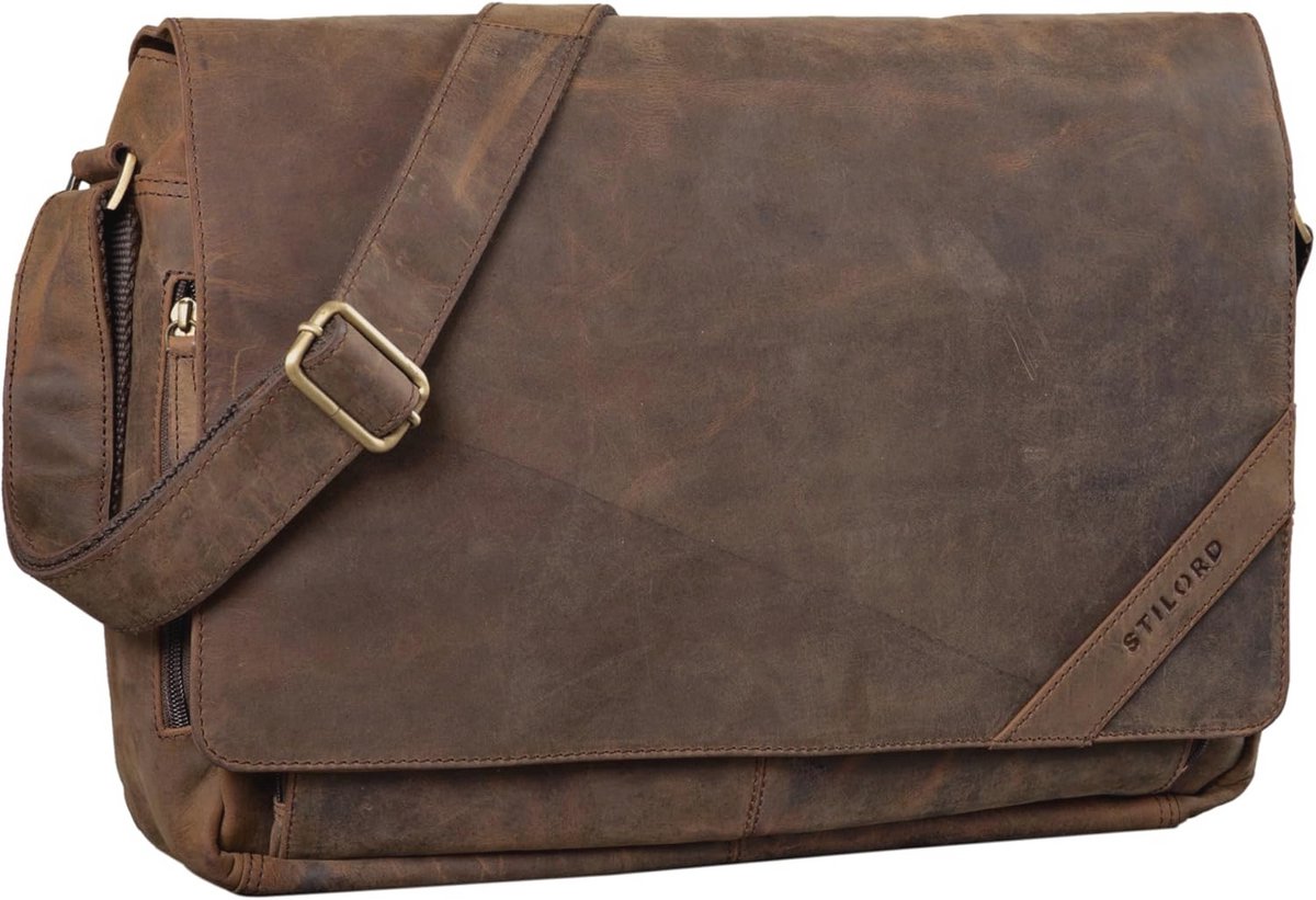 Leren Schoudertas voor Mannen - Vintage 15.6 Inch Laptop Tas