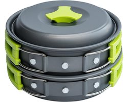 Camping kookset - camping kookgerei - pannenset camping - campingpot - kampeeruitrusting - essentiële accessoires - reizen - wandelen - outdoor koken - compact - draagbaar - lichtgewicht