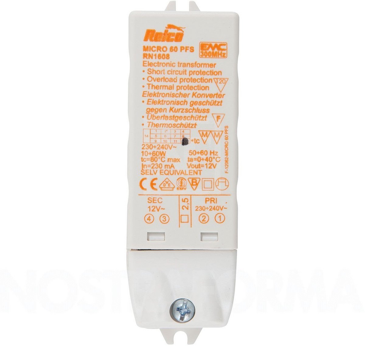 Elektronische transformator voor micro halogeen en LED 10-60W - Dimbaar 12V - Compact 103x31x21mm