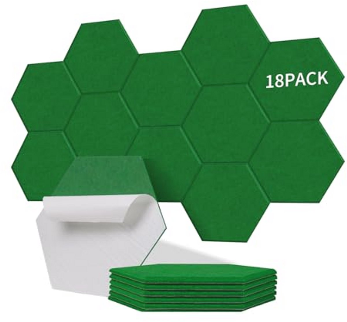Zeshoekige Akoestische Panelen - Zelfklevend, Geluidsisolatie voor Muren en Deuren - 18 Stuks, 1,05 m² Dekking