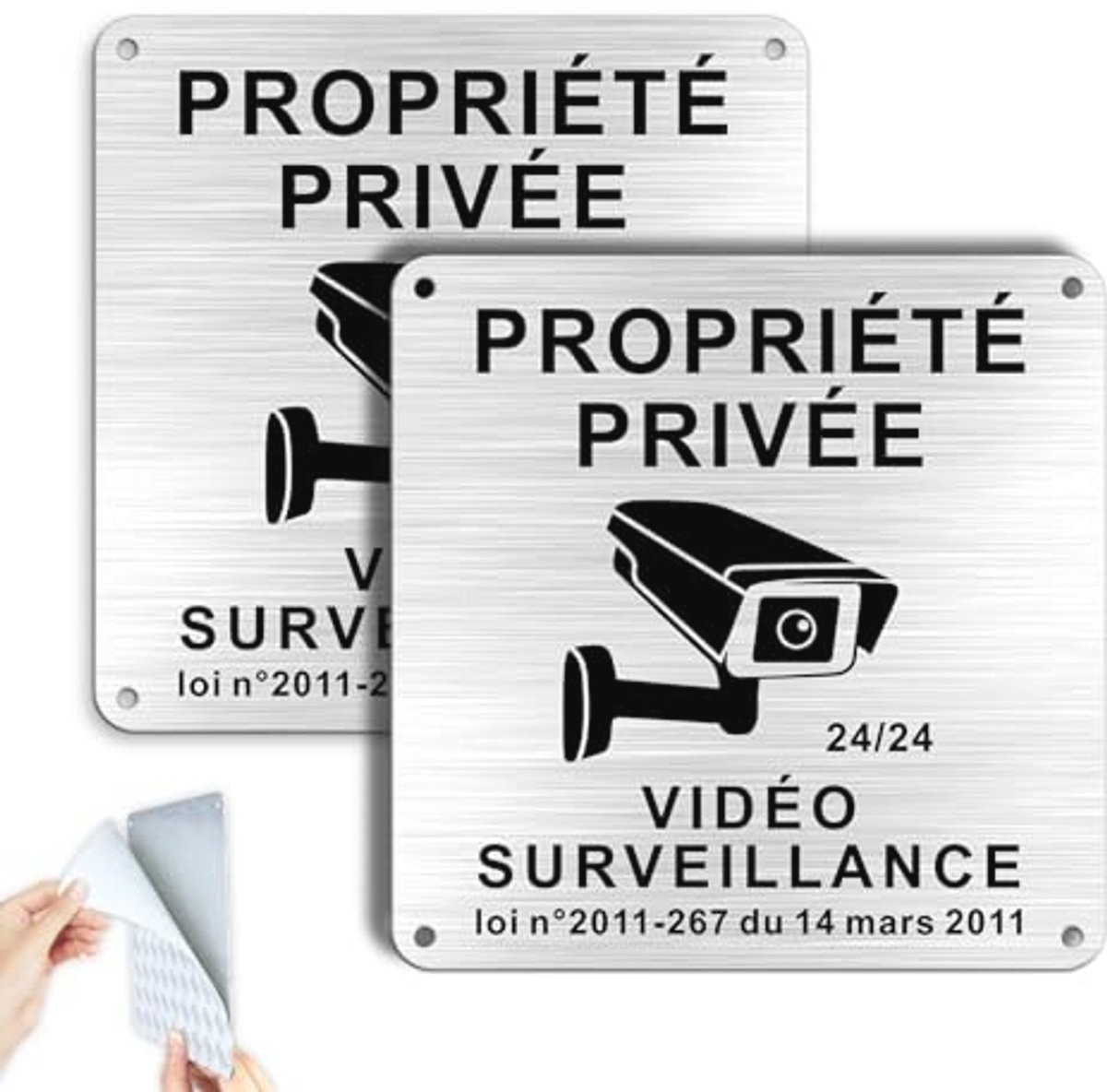 Waarschuwing Bord voor Videobewaking - 15 x 15 cm - Zelfklevend Aluminium - 2 Stuks