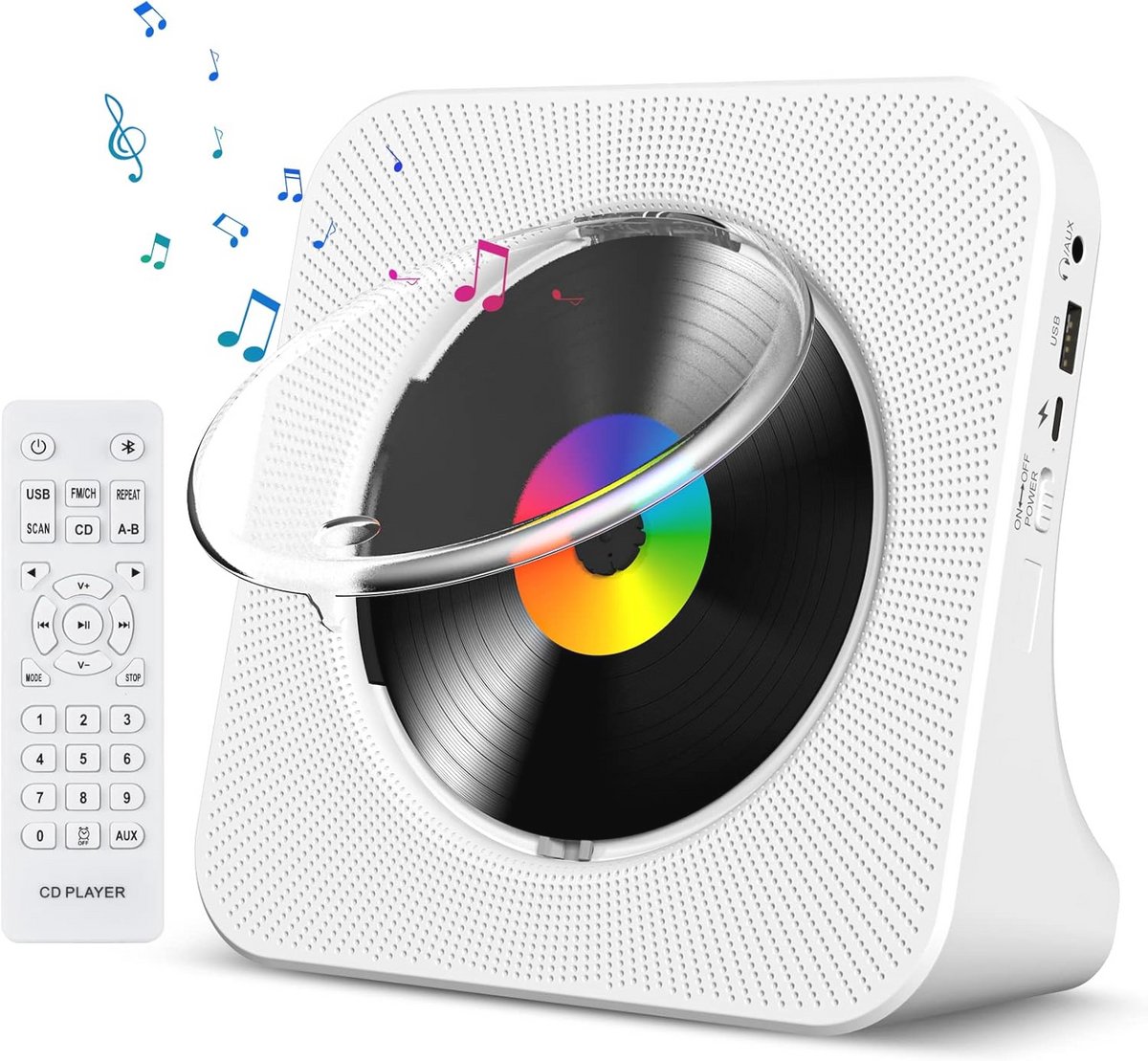 Draagbare CD-speler met Bluetooth - Wandmontage en Hifi-luidspreker met LCD-display