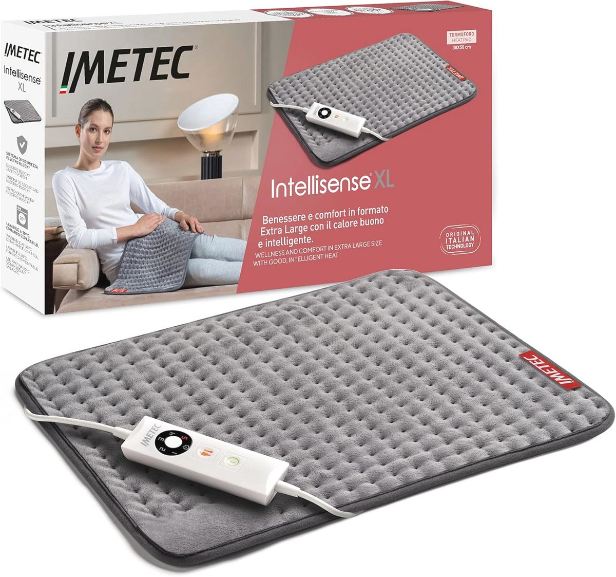 Extra Large Heating Pad voor Rug en Benen - 38 x 50 cm - Zacht Micro Pluche - 5 Warmte-instellingen - Snel Verwarmend - Wasmachine Bestendig