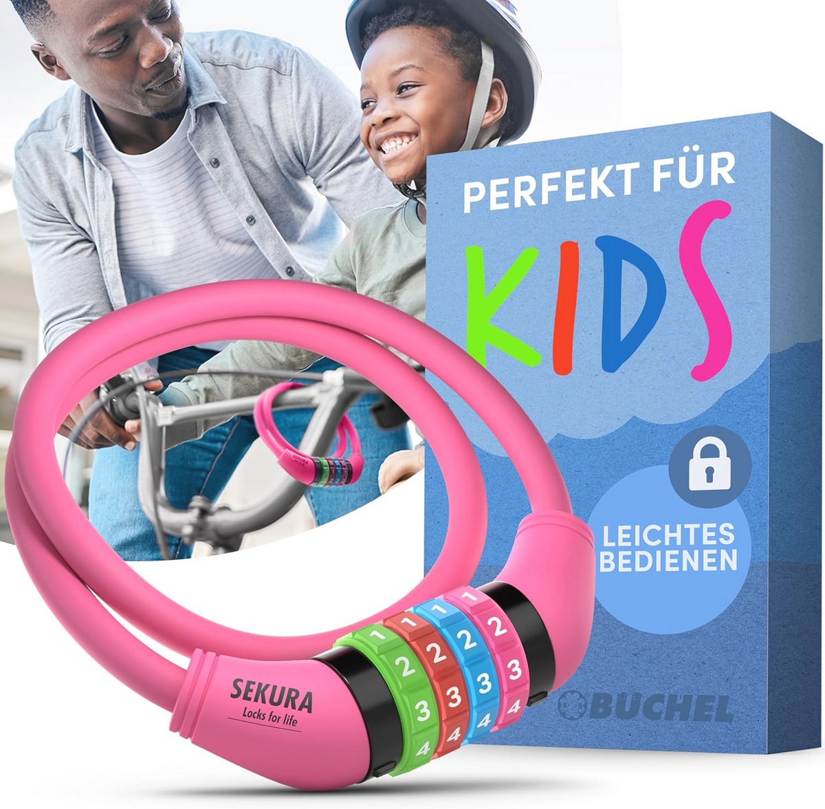 Kleurrijk Sleutelloos Combinatiefietsslot voor Kinderen - Kinderfietsaccessoires
