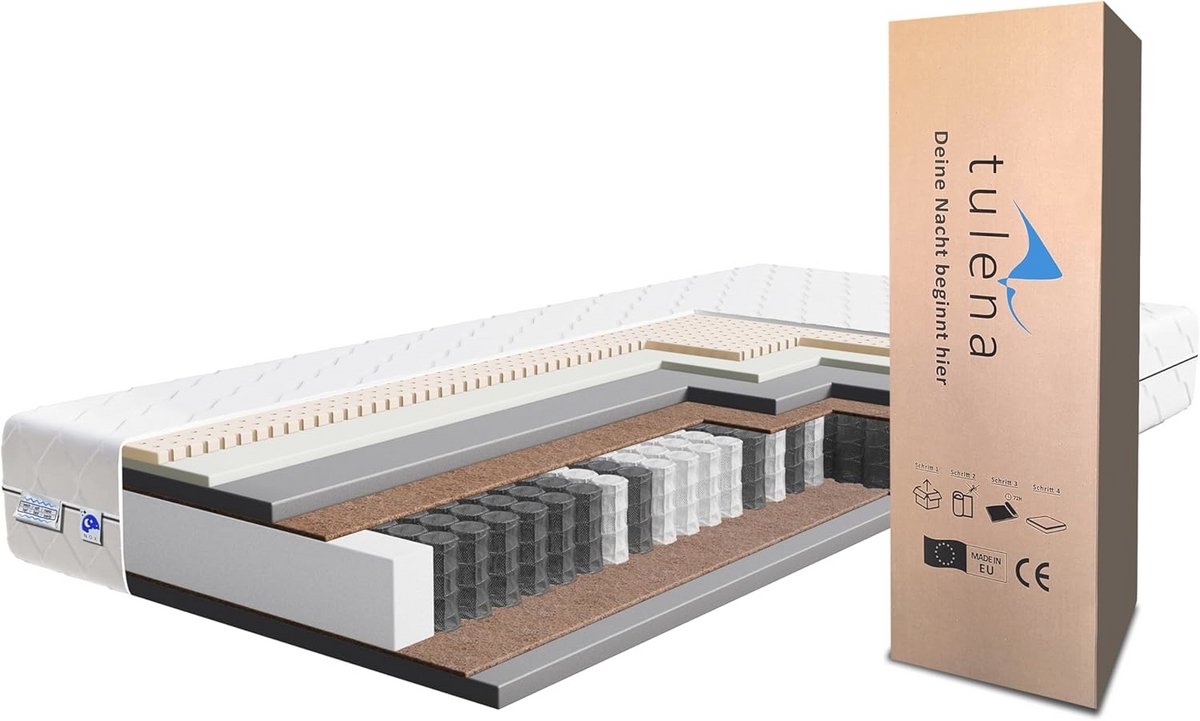 Pocketveringmatras 90 x 200 cm - Omkeerbaar en Hoog Comfort 25 cm