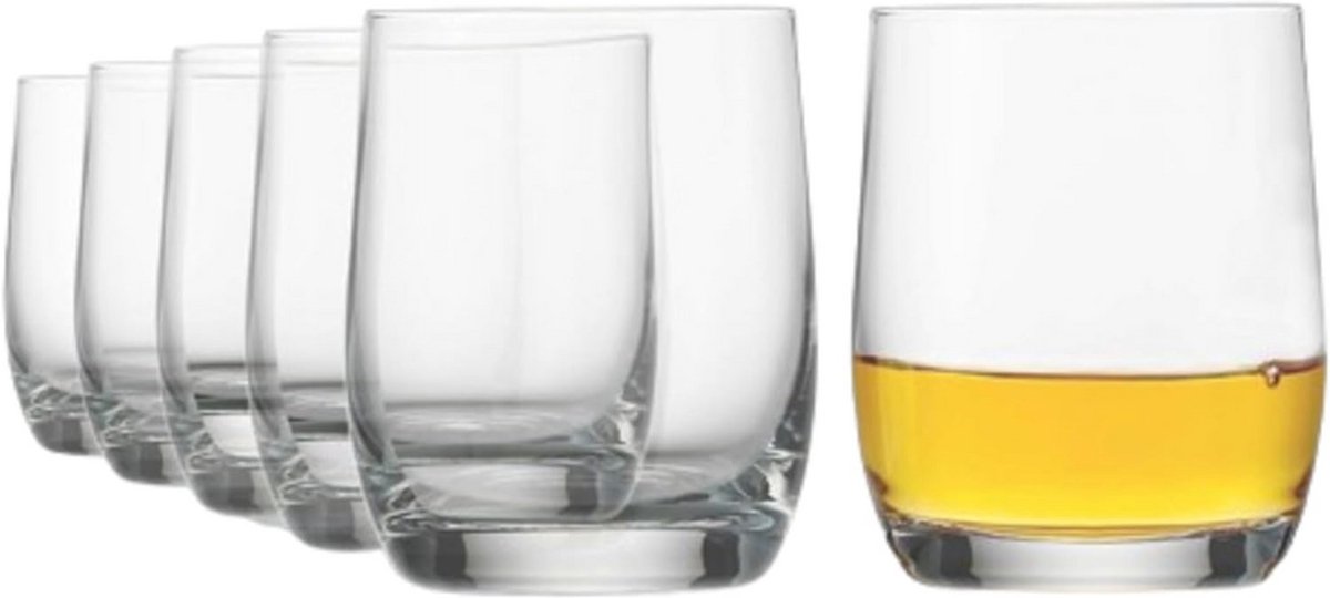 Set van 6 Whiskyglazen - Loodvrij Kristalglas - Vaatwasserbestendig en Schokbestendig - 180 ml
