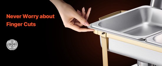 Chafing Dish - 4-Delig -Met Deksel - Buffet Set - Catering - Warmhoudset - Voor Feest, Kerst, Buffet, Verjaardag - RVS - Warmhoudschalen - Voedsel Verwamer - Au Bain Marie — afbeelding 4