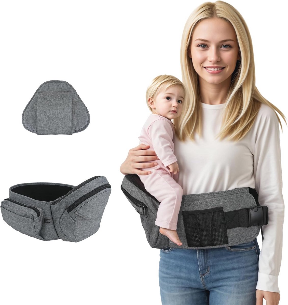 Ergonomisch Lichtgewicht Taillekruk voor Baby's 0-36 maanden - Instelbare Babydrager met Taillesteun
