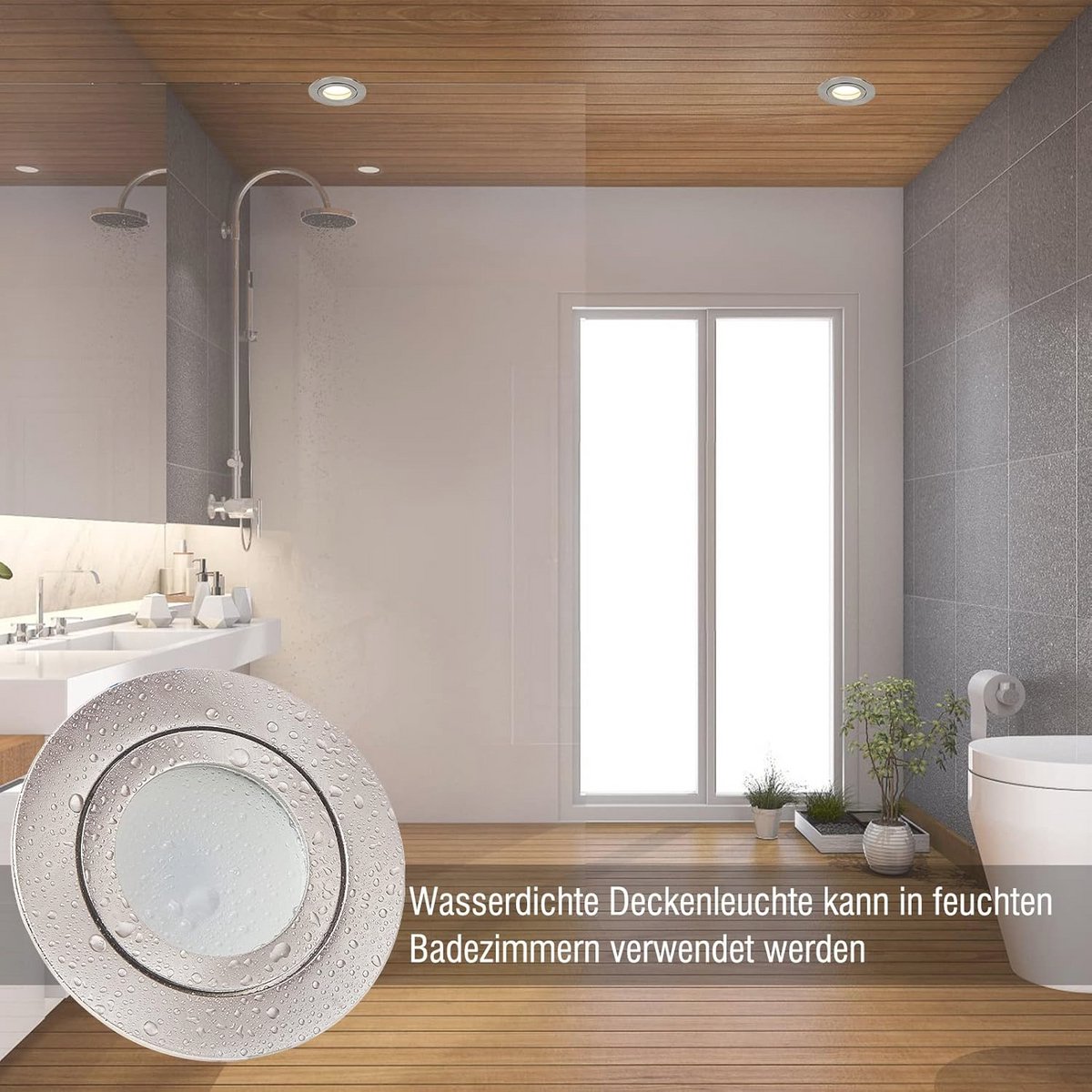 Set van 3 dimbare LED inbouwspots met IP44, warm wit licht, voor badkamer en keuken