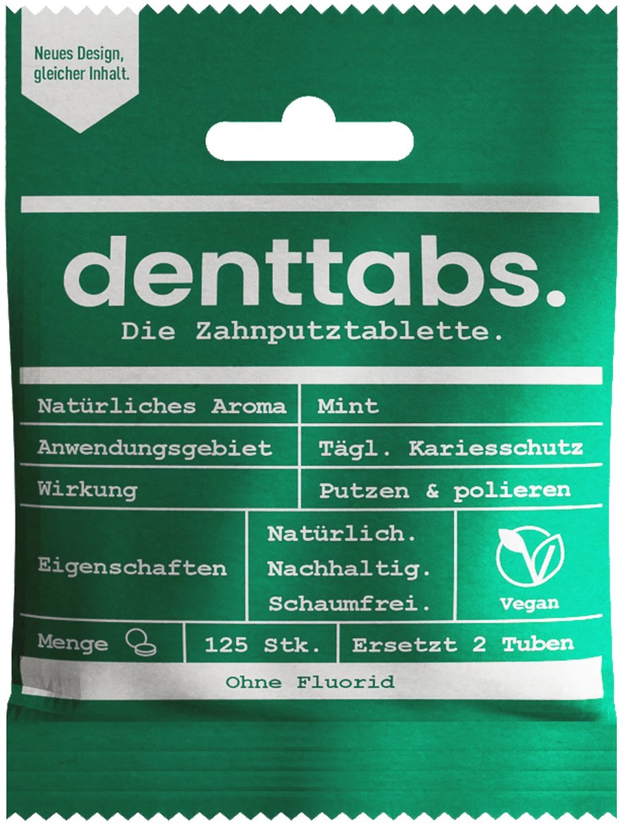 Denttabs Tandenpoets tabletten - fluoride vrij - Zonder Fluor