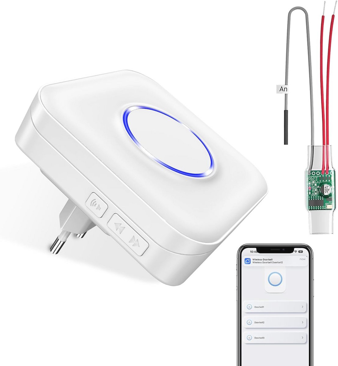 WLAN radio uitbreidingsset voor deurbel en gong met smartphone app ondersteuning