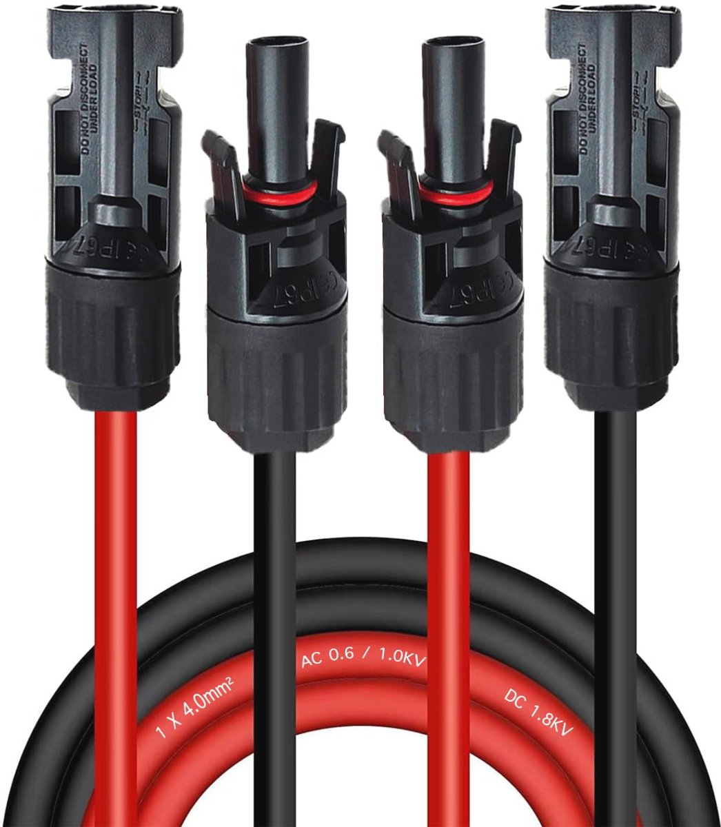 6mm²/4mm² Zonnepaneel Kabel Verlengkabel met Connectoren voor Buiten Gebruik