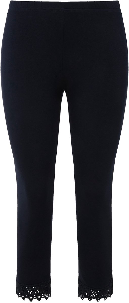 Ulla Popken - Dames - 7/8-leggings zoomkant biologische katoen - Marine - Maat 58+