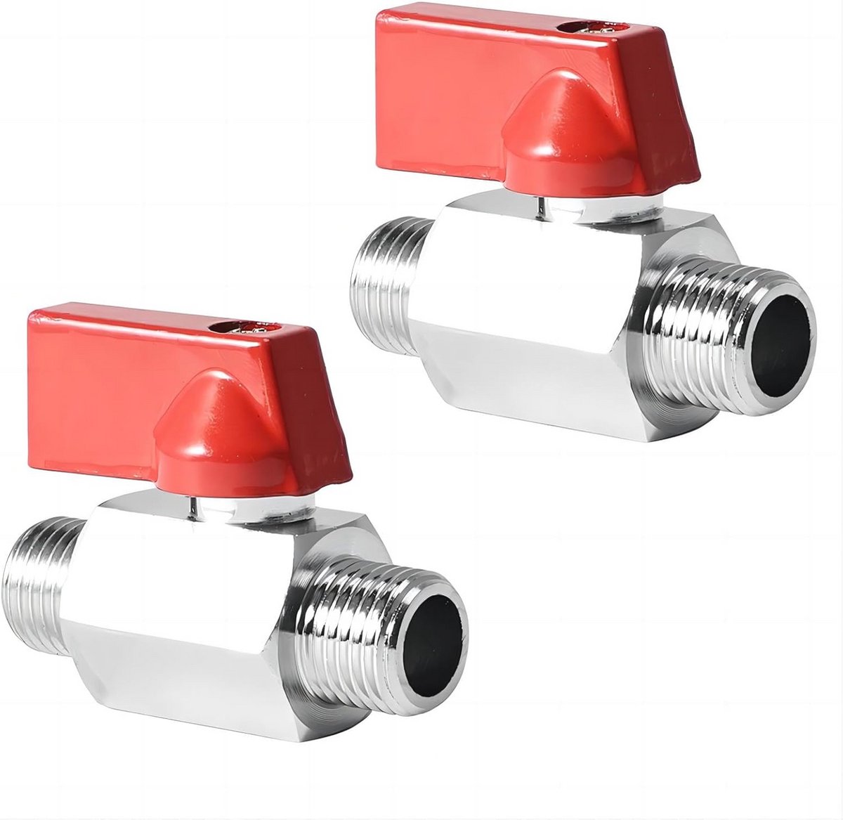 Mini Kogelkranen 1/2 Inch Buitendraad - Set van 2 Kogelventielen Met Handgreep