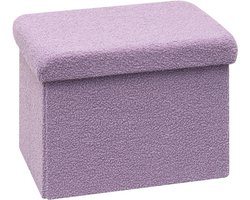 Opvouwbare Zitkubus met Opbergruimte en Deksel - Fluwelen Zithoek 42 x 32 x 32 cm - Violet