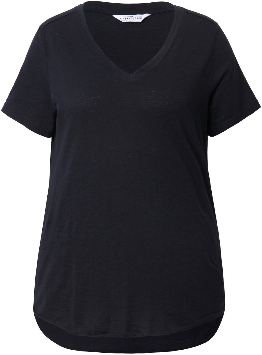 Studio Untold - Dames - T-shirt wijde klassieke fit V-hals klassiek korte mouwen - Zwart - Maat 54+