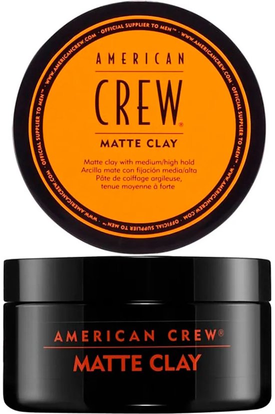 American Crew Matte Clay pot met oranje deksel en zwarte pot