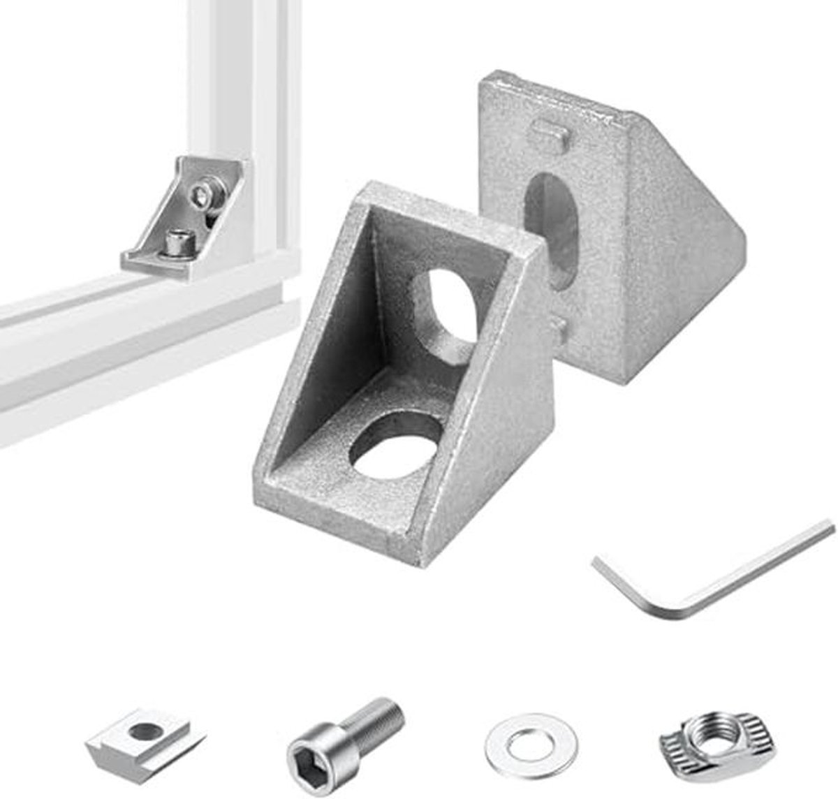 Aluminium Hoekverbinders Profiel Set - 20 Stuks - 20x20 mm Bevestigingsset voor Aluminium Frames