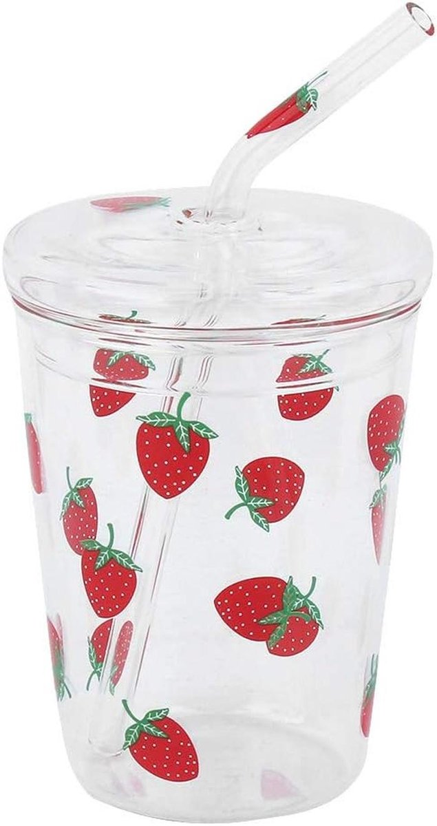 Hoge Borosilicaatglas Beker met Dekte en Rietje voor Milkshakes en Sap
