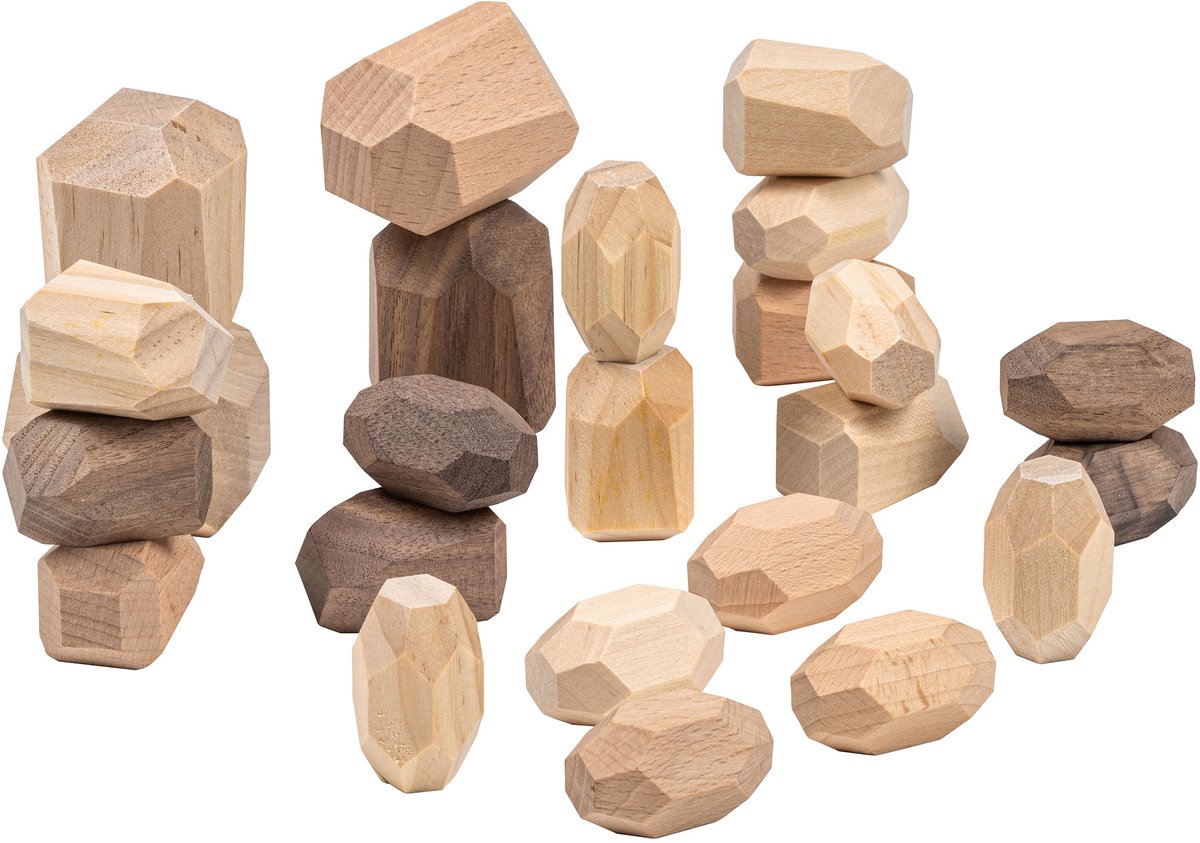 Educo Mini Rotsblokken - Stapelblokken - Houten speelgoed - Houten puzzel - Educatief speelgoed - Kinderspeelgoed - Vanaf 3 jaar