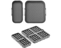 4 stuks Air Fryer Accessories - geschikt voor Philips Airfryer Dual Basket 3000 Series NA350 - Includes Waffle Mold Accessories en Bakplaat - grijs
