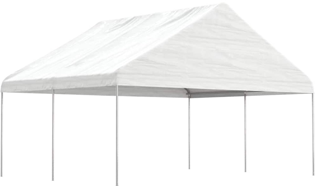 vidaXL - Prieel - met - dak - 4,46x5,88x3,75 - m - polyetheen - wit