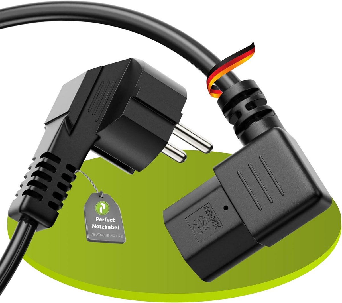 Kabel voor Stroomvoorziening - 3 m Euro-netkabel met Schuko Stekker en 90° Hoek